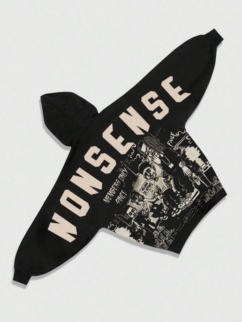 Black 'Nonsense' Graphic Hoodie